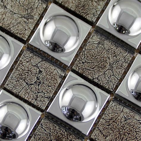 Silver Porcelain And Glass Mosaic Tiles Designs Plated Ceramic Wall