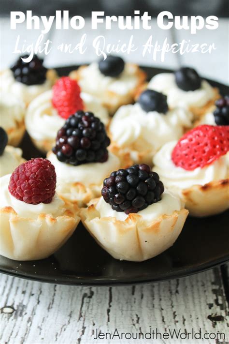 This tart was a hit at my friend's baby shower. Phyllo Fruit Cups - An Easy 15 Minute Appetizer - Jen Around the World