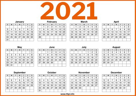 Excel 12 Month Calendar 2021 Free Printable Calendar 2021 With