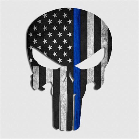 Thin Blue Line Punisher Skull Graphic