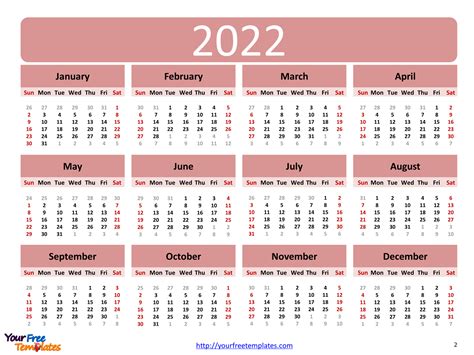 Calendar 2022 2 Free Powerpoint Template