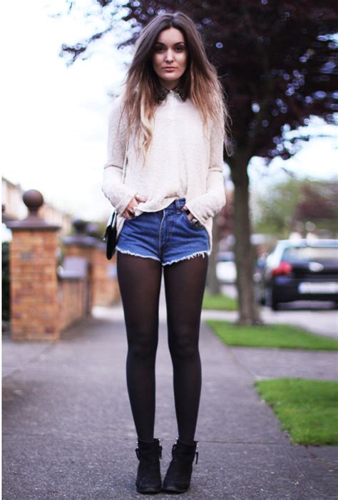 high waisted shorts outfit with tights rod pfeifer