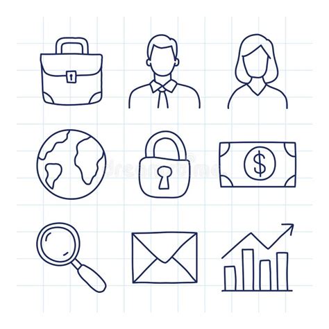 Business Icons Set Part 2 Doodle Icons Stock Vector Illustration Of