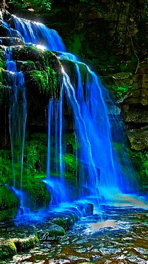 Nature wallpaper full hd gif. Синий водопад - Анимационные мерцающие картинки - Анимационные блестящие картинки GIF