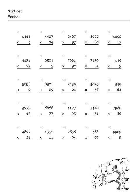 Hojas De Ejercicios De Multiplicaciones Para Imprimir Matemáticas Para Niños Actividades