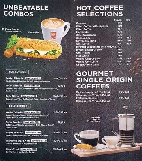 31 Cafe Coffee Day Menu Card Pictures