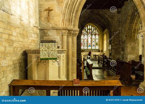 St Michael Church Pulpit and Chancel Editorial Image - Image of norman