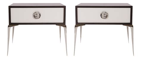 For a luxe approach, consider unexpected materials: Colette Nickel Nightstands in Ebony & Ivory by Montage ...