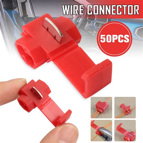 50x Lock Wire Electrical Cable Connector Red Insulated