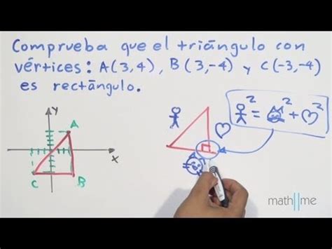 It can also be defined as: Comprobrar que es un triángulo rectángulo (distancia entre ...