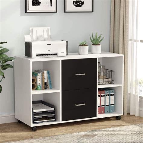 Home And Kitchen Large Mobile Lateral Filing Cabinet Printer Stand With