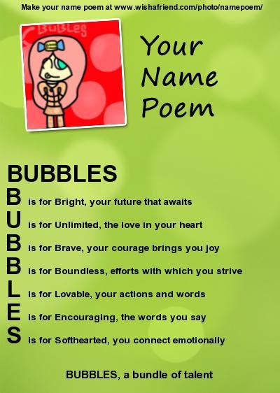 Bubbles Name Poem Thingy By Ask Bubbles Gum On Deviantart