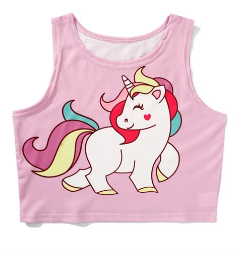 Pink Happy Unicorn Crop Top · Sandysshop · Online Store Powered By Storenvy