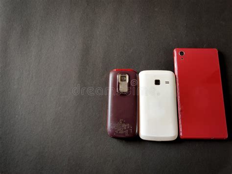 Backside Of Three Mobile Phones Stock Image Image Of Connection