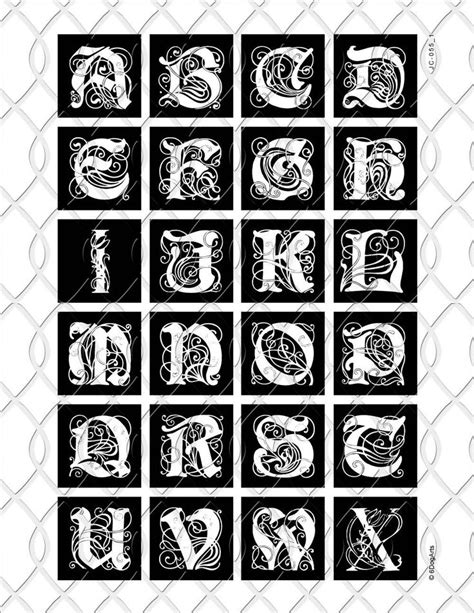 Art Nouveau Monogram Letters 15x15 1x1 30x30mm 25x25mm Squares