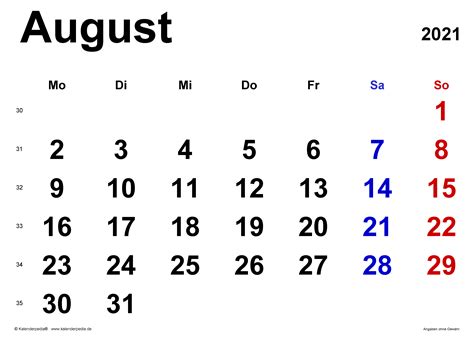 Kalender 2021 als pdf oder alternativ bild vom kalender 2021 ausdrucken. Kalenderblatt August 2021 Zum Ausdrucken / August 2020 ...
