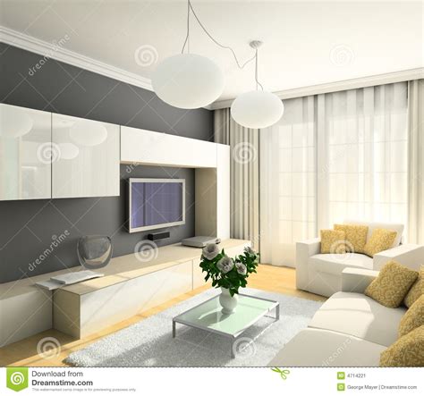 3d Render Modern Interior Of Living Room Stock Image