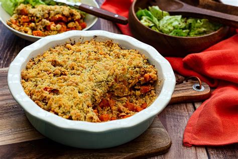Crumble de légumes et boulgour au poulet Amandine Cooking