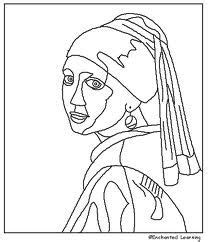 Meisje met de parel Vermeer Картины, Линейные чертежи, Рисовать