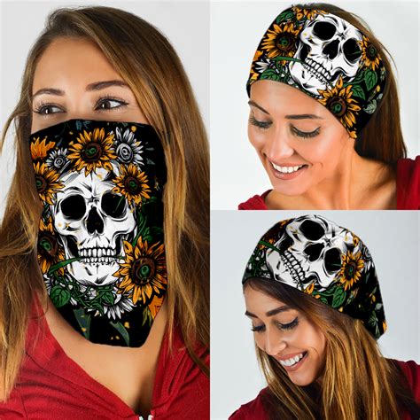 Skull Sunflower Bandana Mask Homewix