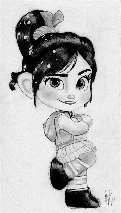 Vanellope von schweetz (graphite drawing) by julesrizz penci Disney