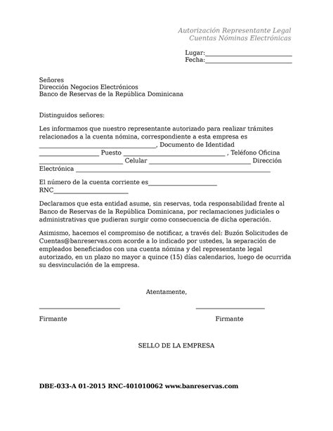 Carta Modelo Correo Autorizado Nomina Autorización Representante