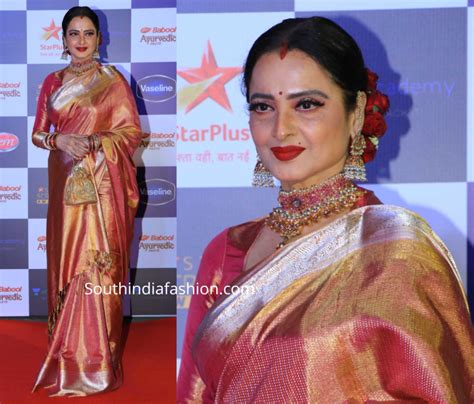 Rekha In A Pink Kanjivaram Saree At Star Screen Awards Saree Kanjivaram Sarees Silk Wedding