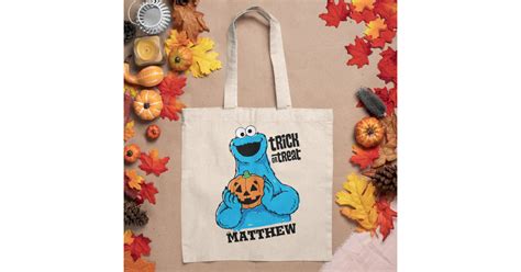 Cookie Monster Trick Or Treat Add Your Name Tote Bag Zazzle