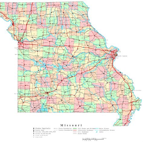 Missouri Printable Map Regarding Printable State Maps With Cities
