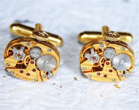 Hamilton Steampunk Cufflinks Exotic Gold Pinstripe Vintage Watch