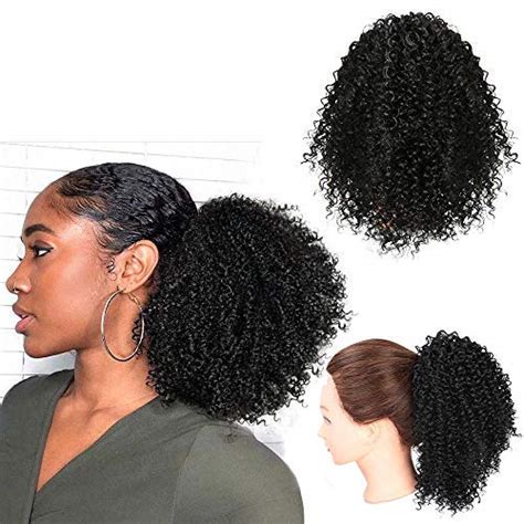 Afro Kinky Curly Hair Ponytail Extensions Clip In Drawstring Ponytail Human Hair Extensions