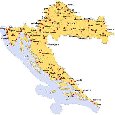 Chorvatsko Mapa Chorvatsko Je Velmi Rozlehlá Země Kterou Můžeme