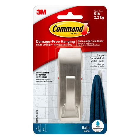 Command Modern Reflections Hook With Water Resistant Strips Brushed