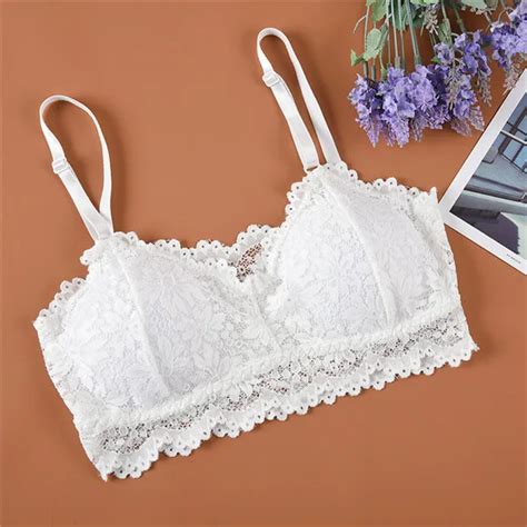 sexy floral lace deep v padded bra small breasts push up one piece sexy back bras for women