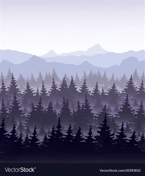 Pine Forest In Fog On Royalty Free Vector Image