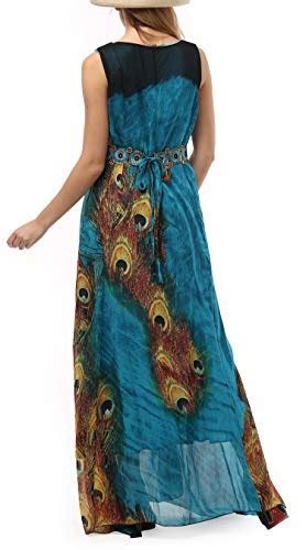 Wantdo Womens Peacock Printed Bohemian Summer Maxi Dress Us 8