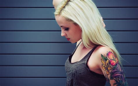 X Girl Blonde Tattoo X Resolution Wallpaper Hd Girls