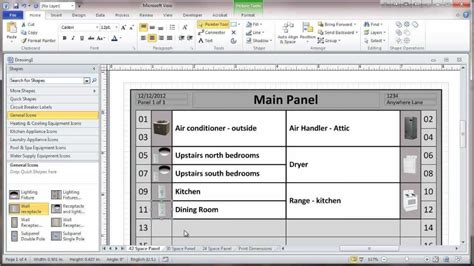 Electrical panel directory template amartyasen co. Creating A Residential Electrical Panel Directory In Visio Within Electrical Panel Labels ...