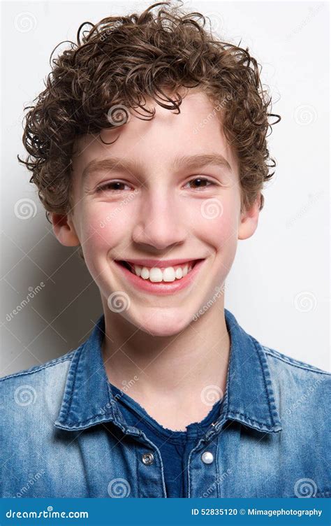 Head Portrait Of A Young Boy Smiling Stock Photo Image Of Cool