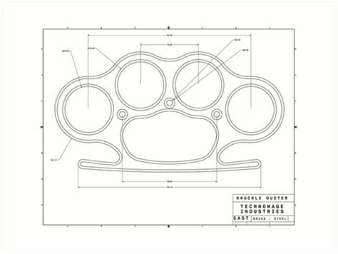 Knuckle Duster Plain Schematic Art Print By Aromis Redbubble