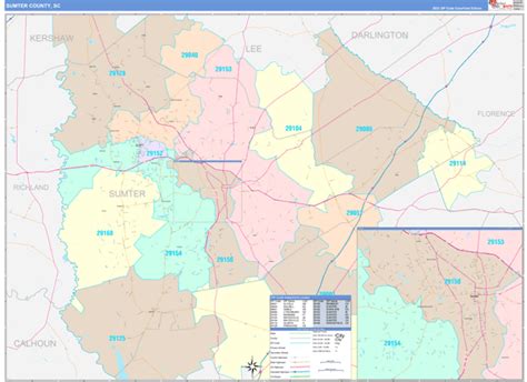 Sumter County Sc Wall Map Color Cast Style By Marketmaps Mapsales