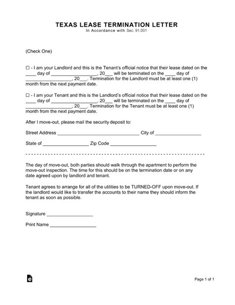 Personal service on the tenant. Texas Lease Termination Letter Form | 30-Day Notice - eForms
