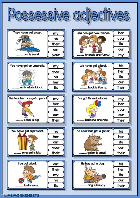 Possessive Adjectives Activity For Elementary Possessive Adjectives Adjectives Adjective