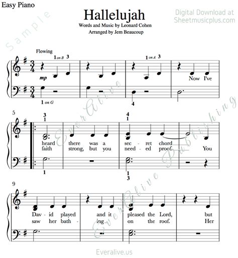 Download leonard cohen hallelujah sheet music notes and printable pdf score arranged for piano solo. Hallelujah easy piano music. Leonard Cohen #hallelujah # ...