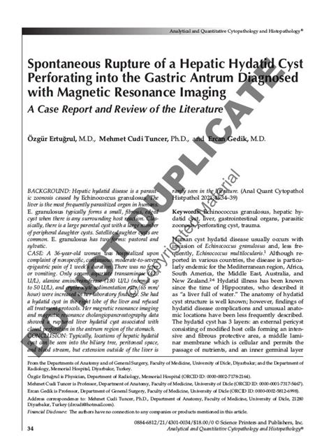 Spontaneous Rupture Of A Hepatic Hydatid Cyst Perforating Into The Ga