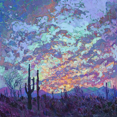 Saguaro Dusk Painting by Erin Hanson
