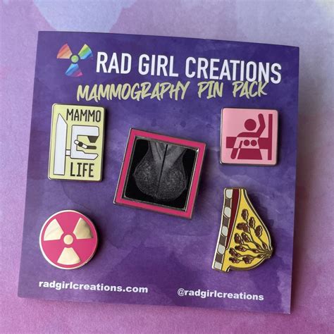 Mammography Pin Pack Rad Girl Creations Medical Enamel Pin