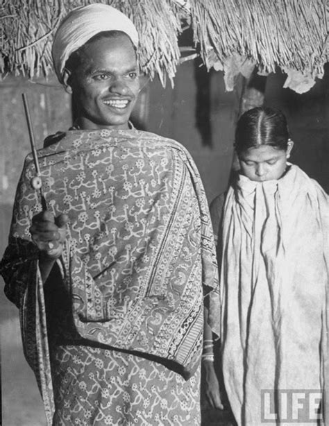 Newly Married Young Indian Aborigines Couple Of The Untouchables Caste Zari India 1946 Old