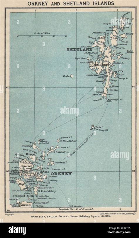 Orkney And Shetland Islands Vintage Tourist Map Scotland Ward Lock 1940