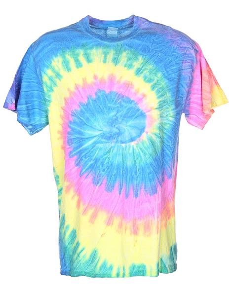Rokit 90s Blue Pink And Green Tie Dye Spiral T Shirt